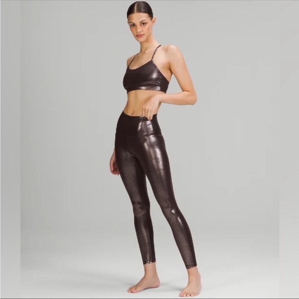 Lululemon Yoga Align Leggings w/ Flow Y Bra Nulu Set in Shine Brown
